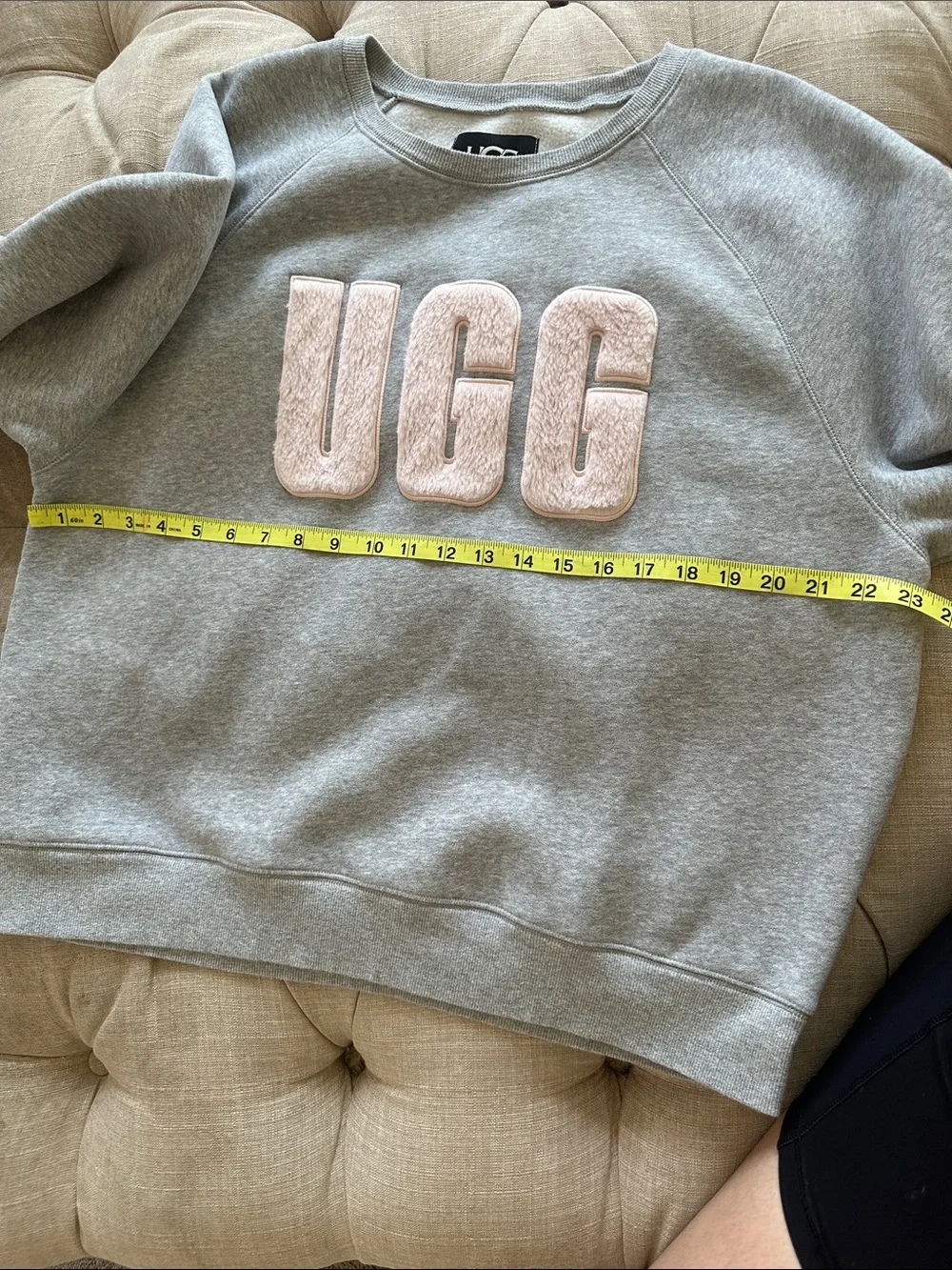 UGG Grey Crewneck Sweatshirt with Blush Appliqué Logo